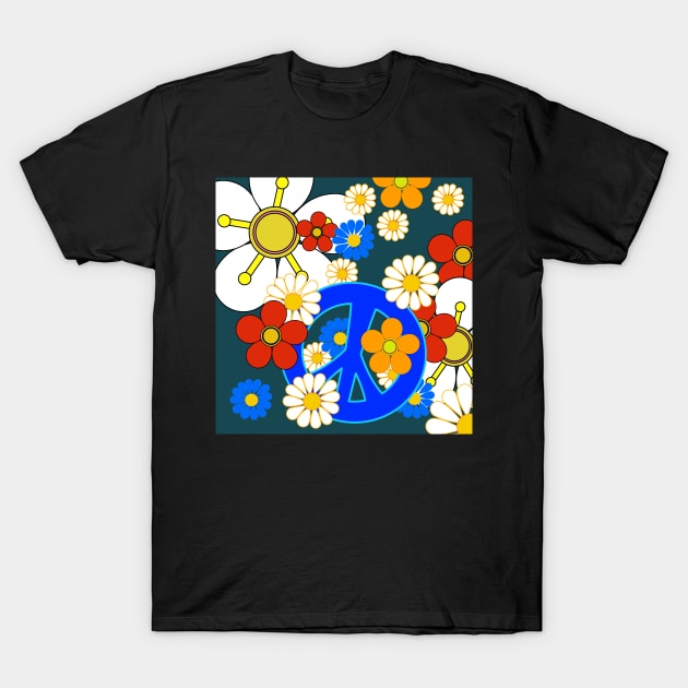 flowers and peace pattern T-Shirt by pauloneill-art